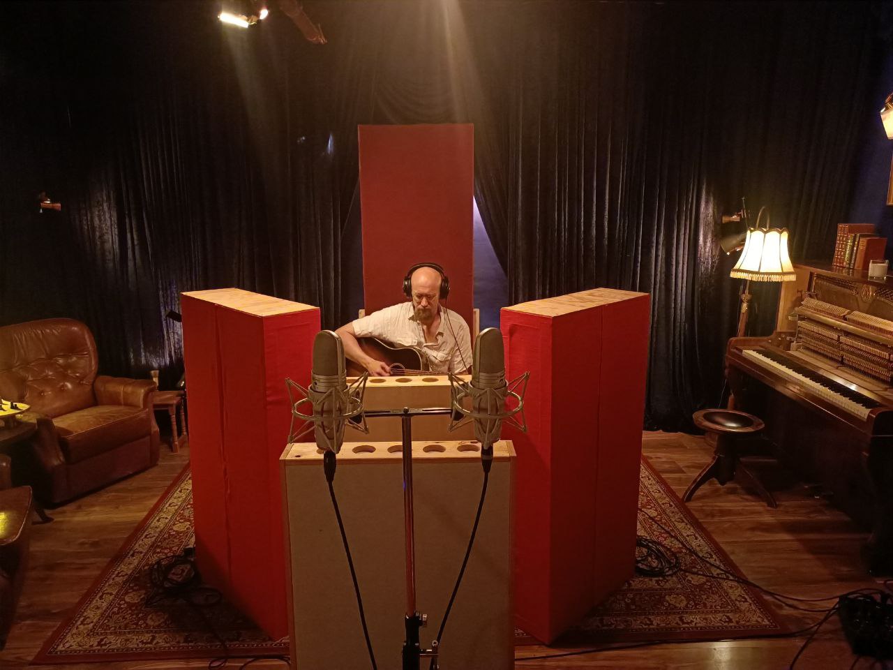 Nathan Vanderpool recording in the studio